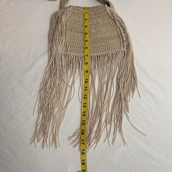 Bohemian Crochet Purse Hippy Boho Knit Fringe CottageCore Bag Festival Festival - Picture 12 of 13